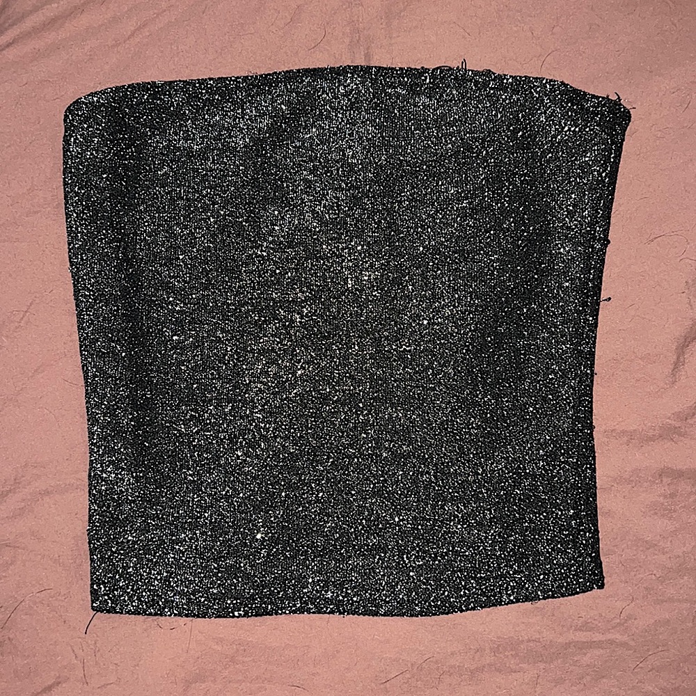 Black sequin style crop top